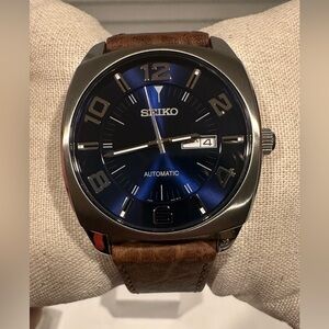 -SOLD- Seiko SNKN37 RECRAFT Series Watch Brown Leather Strap w/ Silver Buckle